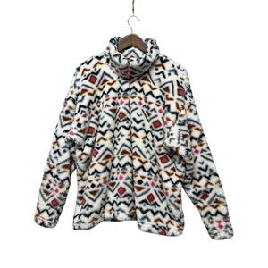 Eddie Bauer Jacket Womens Size XXL  Aztec Sherpa Fleece 1/4 Zip Pullover Western